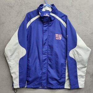 Mens XL Blue Gray New York NY Giants NFL Reebok In Field‎ Jacket Windbreaker